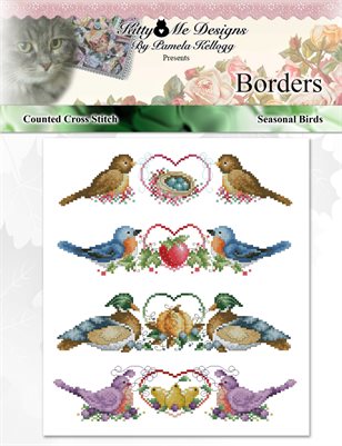 Seasonal Bird Borders Counted Cross Stitch Pattern