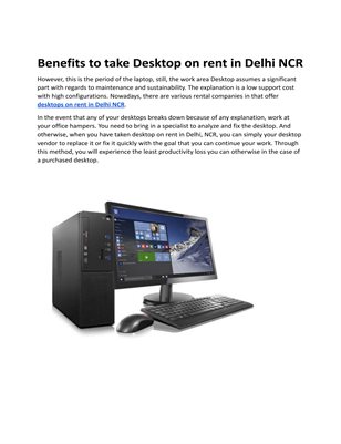 Benefits to take Desktop on rent in Delhi NCR