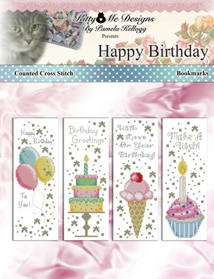 Happy Birthday Bookmarks Counted Cross Stitch Pattern