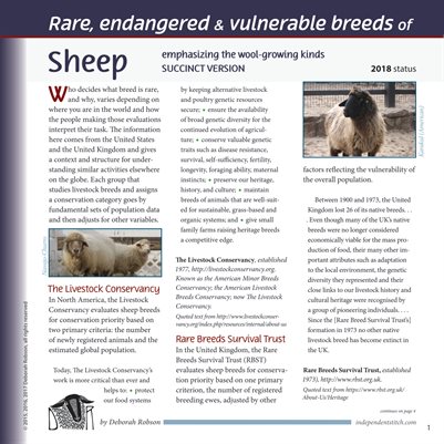 Deborah Robson's Facts for Fiber Geeks: 2018 Rare Sheep and Wools